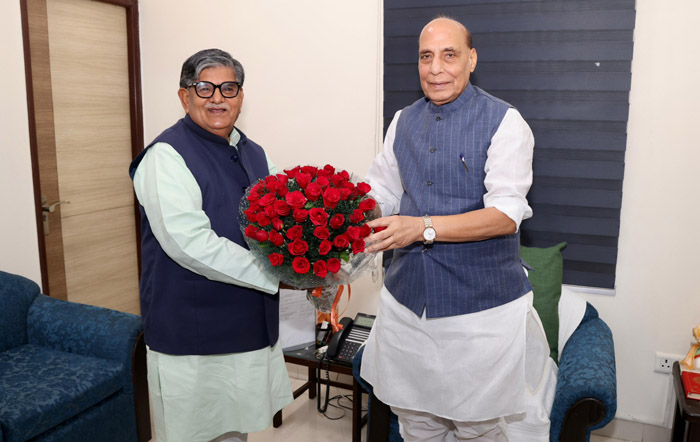 The Punjab Governor and Administrator, UT, Chandigarh, Shri Gulab Chand Kataria met Union Defence Minister, Shri Rajnath Singh at New Delhi on August 1, 2024.